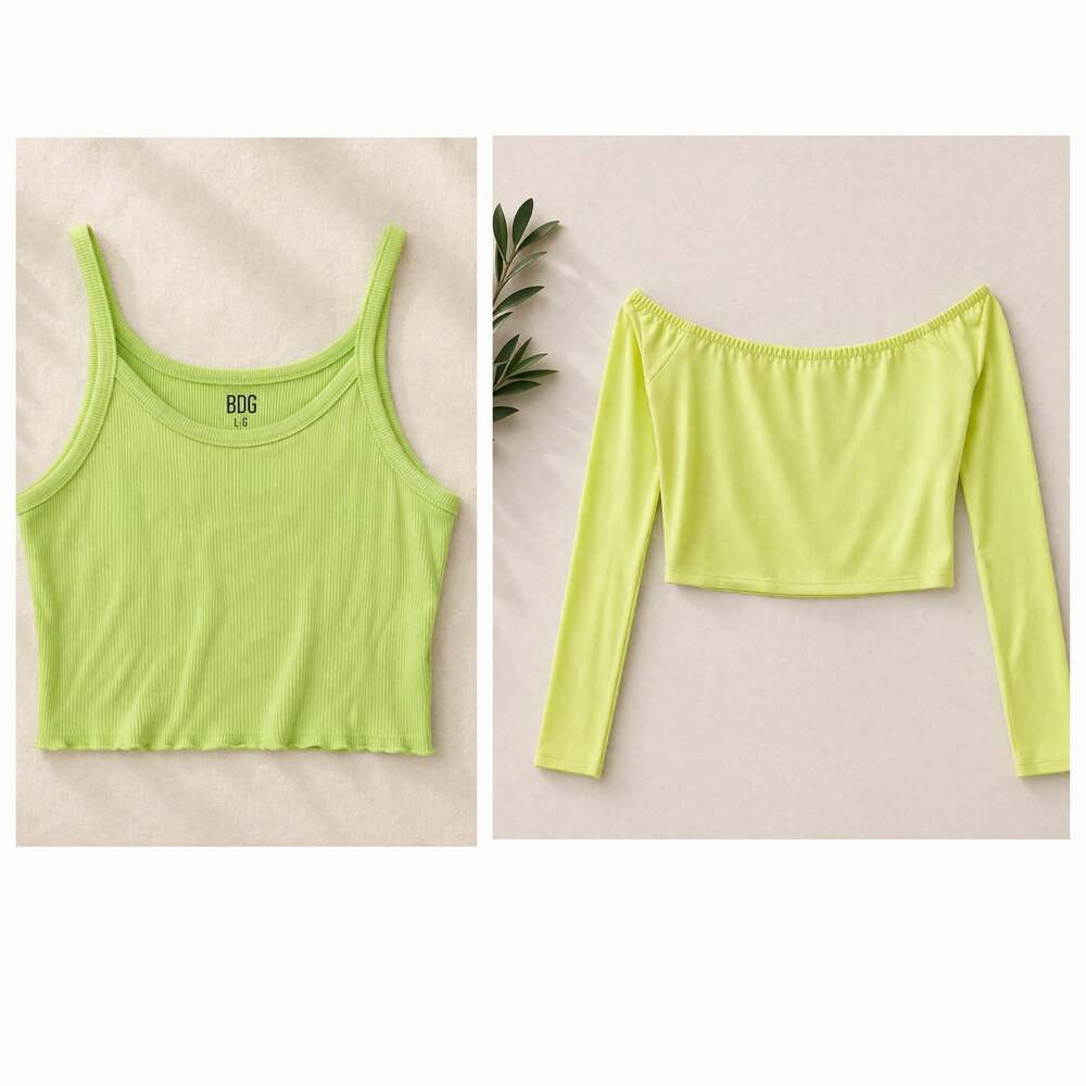 BDG Urban Outfitters Lime Green Crop Top Bundle -‎ Size Large